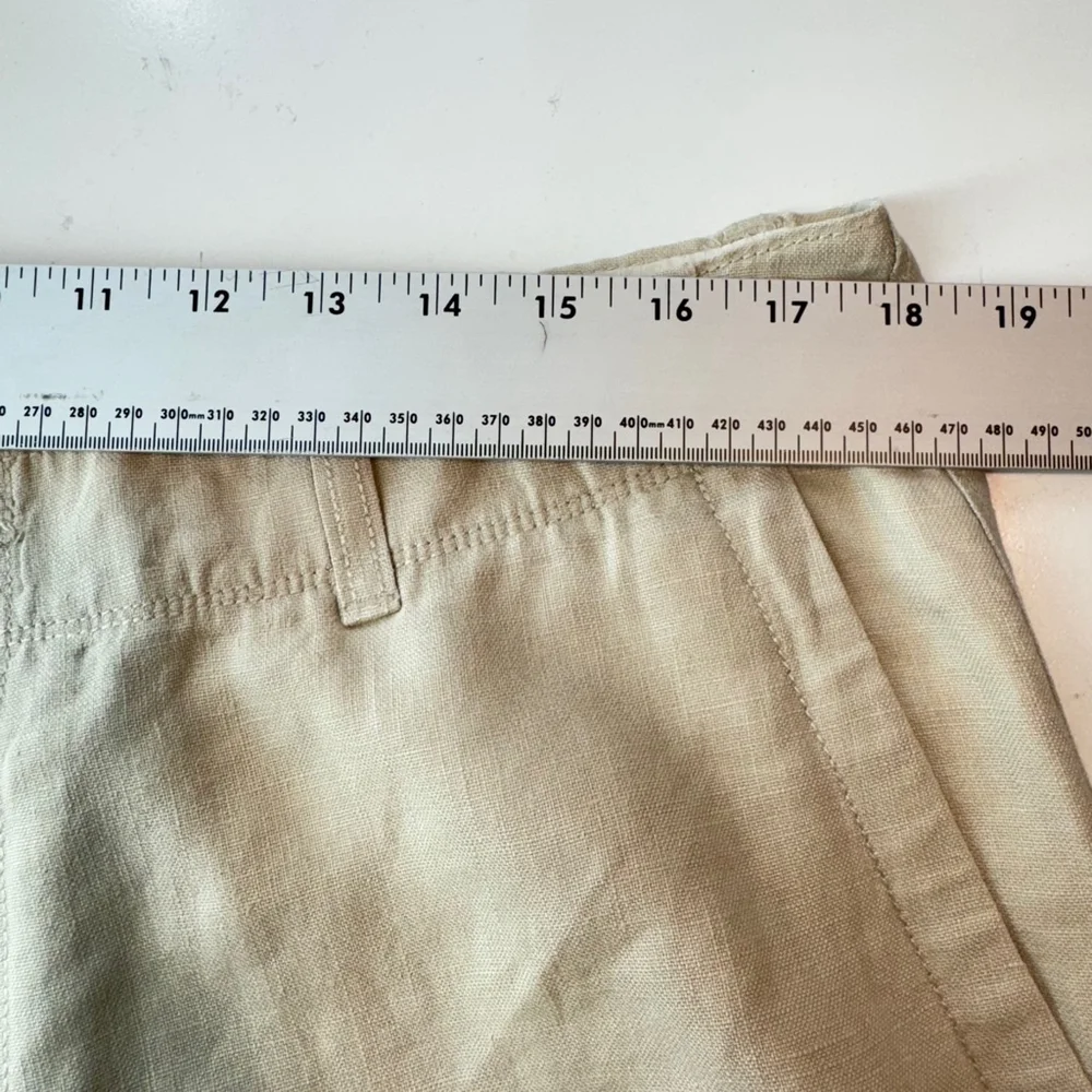 Banana Republic Linen Shorts Mens 36 Beige Casual Chino Golf Preppy Flat Front